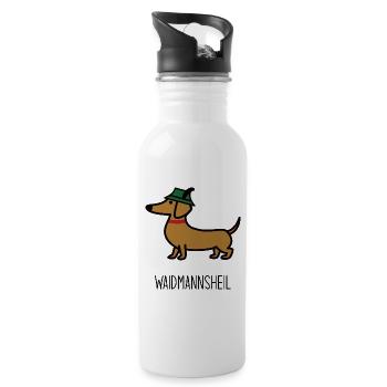 Waidmannsheil Dackel - Trinkflasche mit integriertem Trinkhalm - Weiß - Rechts