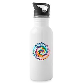 Hammerhead Shark and Dolphin Tie Dye - Water bottle with straw - white - Right