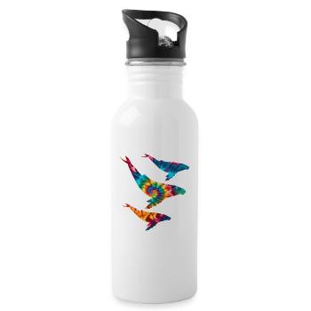 Humpback Whales Tie Dye - Water bottle with straw - white - Right