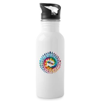 Zebrahai und Weißspitzenriffhai - Trinkflasche mit integriertem Trinkhalm - Weiß - Rechts