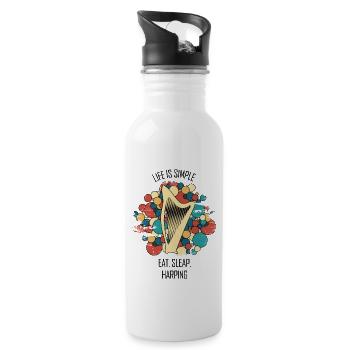 Harfe Geschenk Musikinstrument Musiker Zupfen - Trinkflasche mit integriertem Trinkhalm - Weiß - Rechts