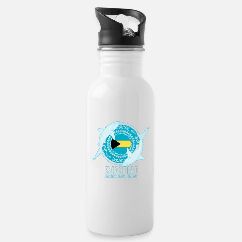 Bimini Bullenhai - Trinkflasche mit integriertem Trinkhalm - Weiß
