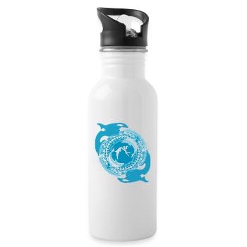 Tochter von Poseidon - Trinkflasche mit integriertem Trinkhalm - Weiß - Rechts