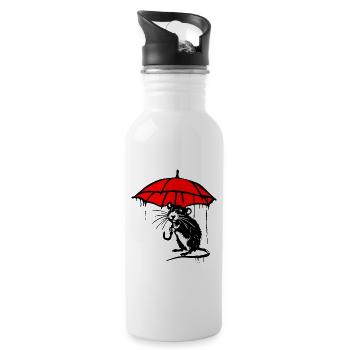 Rat with umbrella - Water bottle with straw - white - Right
