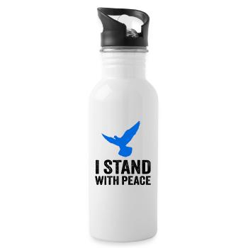 I STAND WITH PEACE - Water bottle with straw - white - Right