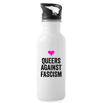 LES QUEERS CONTRE LE FASCISME - Gourde avec paille intégrée - blanc - Droite
