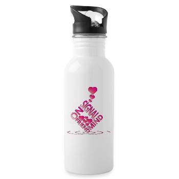 Liebe - Trinkflasche mit integriertem Trinkhalm - Weiß - Rechts