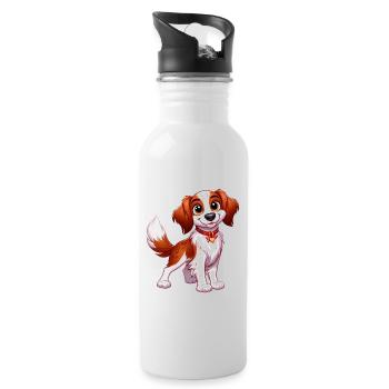 Brittany Spaniel 5 - Water bottle with straw - white - Right