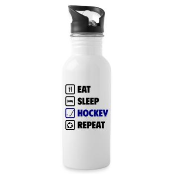 Eat, sleep, hockey, repeat! - Water bottle with straw - white - Right