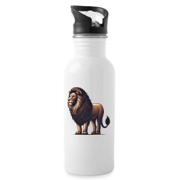 Lion majestueux Illustration TShirt - Gourde avec paille intégrée - blanc - Droite