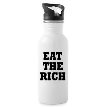 Eat the rich - Trinkflasche mit integriertem Trinkhalm - Weiß - Rechts