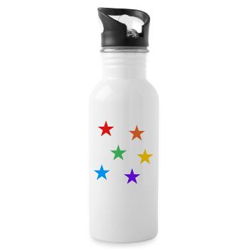 Stars Rainbow LGBTQ subtle gay pride - Water bottle with straw - white - Right
