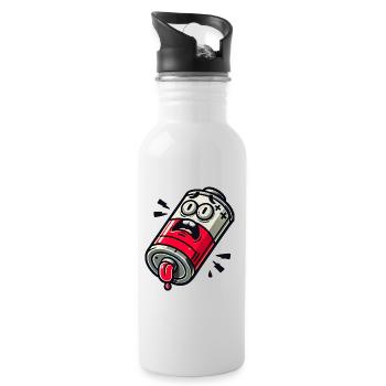 Low Battery Mom Funny Parent Design - Water bottle with straw - white - Right
