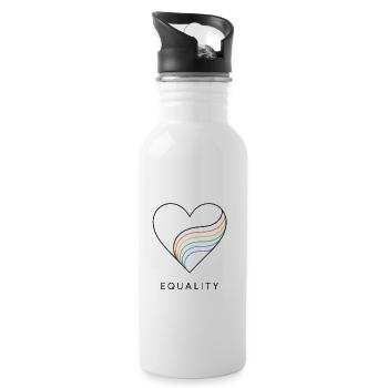 Pride Regenbogen Liebe Gleichheit Vielfalt Queer - Trinkflasche mit integriertem Trinkhalm - Weiß - Rechts