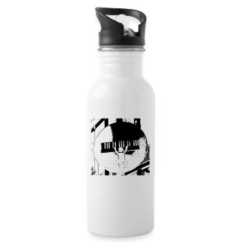 Urban One-Way Piano Street Art Design - Water bottle with straw - white - Right