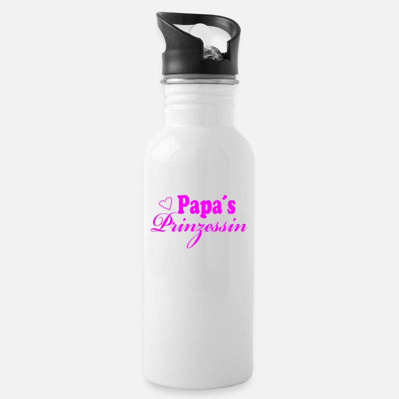 Papa´s Prinzessin - Trinkflasche mit integriertem Trinkhalm - Weiß
