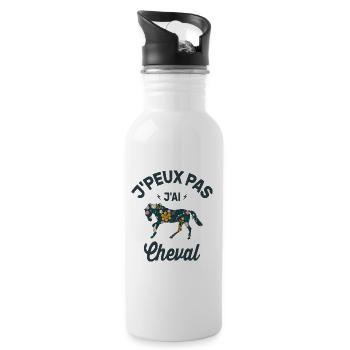 Je Peux Pas J'ai Cheval Cadeau Fleuri - Gourde avec paille intégrée - blanc - Droite