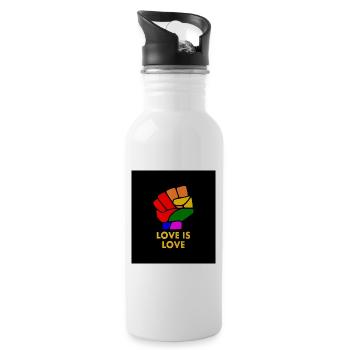 Love is love - Trinkflasche mit integriertem Trinkhalm - Weiß - Rechts