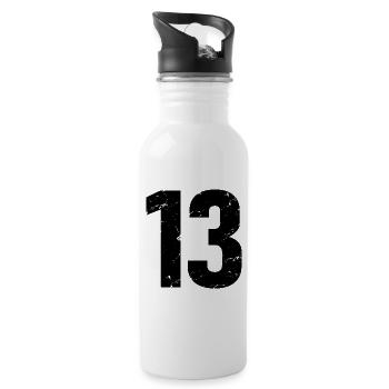 Cool Number 13 - 13 Years Old 13th Birthday Gift - Water bottle with straw - white - Right