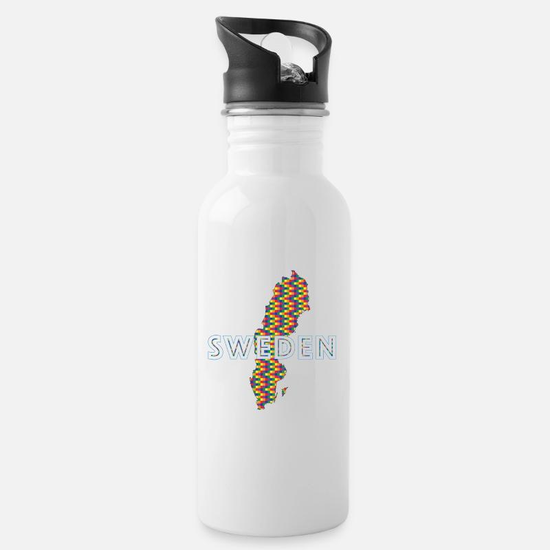 Sweden Pride - Water bottle with straw - white