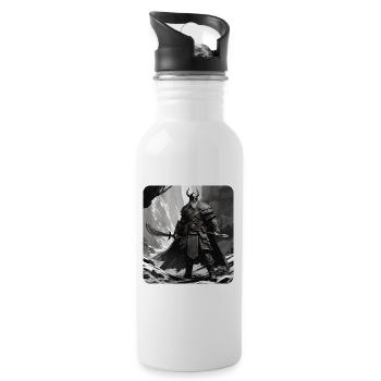 Stolzer Wikinger Krieger Germane - Trinkflasche mit integriertem Trinkhalm - Weiß - Rechts