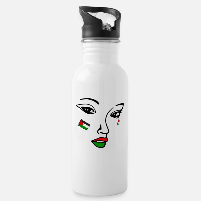 Free palestine women face - Gourde avec paille intégrée - blanc