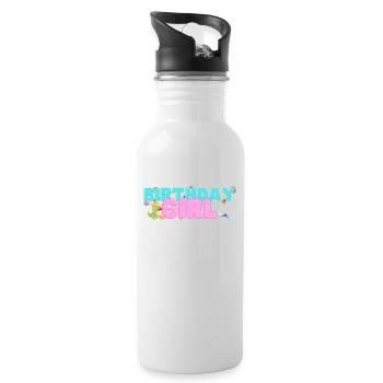 Dinosaurier Geburtstagskind - Trinkflasche mit integriertem Trinkhalm - Weiß - Rechts