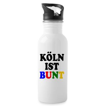 Köln ist bunt - Trinkflasche mit integriertem Trinkhalm - Weiß - Rechts