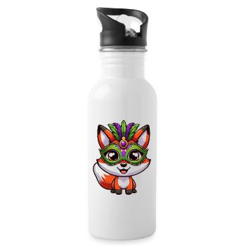 Mardi Gras Fuchs Maske - Trinkflasche mit integriertem Trinkhalm - Weiß - Rechts