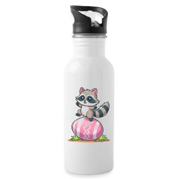 Easter Raccoon Easter Egg - Water bottle with straw - white - Right