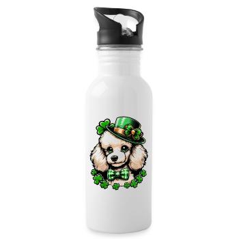 Süßer St. Patricks Day Süßer Comic Pudel - Trinkflasche mit integriertem Trinkhalm - Weiß - Rechts