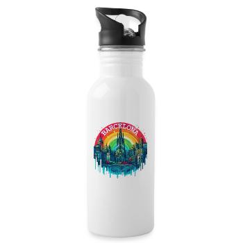 BARCELONA SPAIN LA SAGRADA FAMILIA CHURH RAINBOW - Water bottle with straw - white - Right