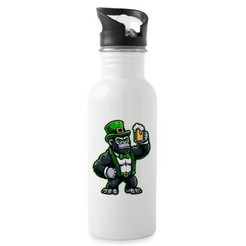 Gorille de Saint-Patrick et bière Cartoon - Gourde avec paille intégrée - blanc - Droite