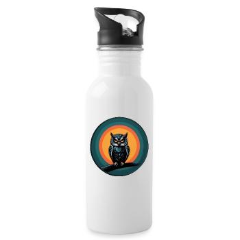Colorful graphic owl design for owl fans - Water bottle with straw - white - Right