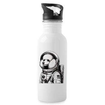 Poodle Astronaut in Space Awe - Water bottle with straw - white - Right