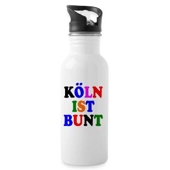 Köln ist bunt - Trinkflasche mit integriertem Trinkhalm - Weiß - Rechts
