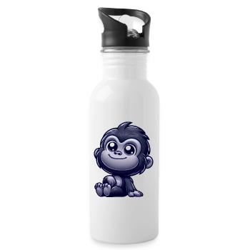 Singe mignon chimpanzé gorille paisible heureux - Gourde avec paille intégrée - blanc - Droite