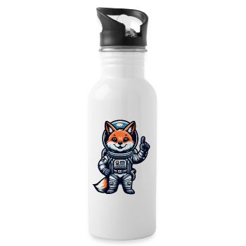 Astronaut Fox Space Cosmonaut Universe - Water bottle with straw - white - Right