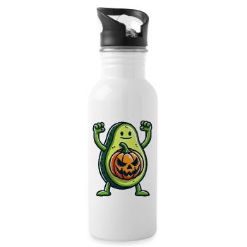 Halloween Kürbis Avocado Fusion Lustig Skurril - Trinkflasche mit integriertem Trinkhalm - Weiß - Rechts