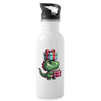 Noël Dino T-Rex Père Noël - Gourde avec paille intégrée - blanc - Droite