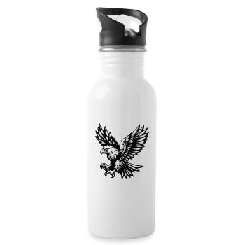 Adler schwarz weiss - Trinkflasche mit integriertem Trinkhalm - Weiß - Rechts