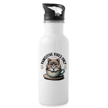 Pawsitive Vibes Only – Chat dans une tasse - Gourde avec paille intégrée - blanc - Droite