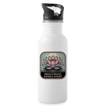 Inhale Peace, Exhale Doubt - Trinkflasche mit integriertem Trinkhalm - Weiß - Rechts