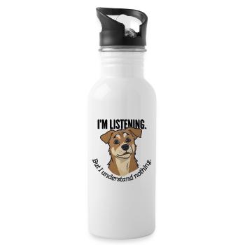Im Listening Dog Meme - Water bottle with straw - white - Right