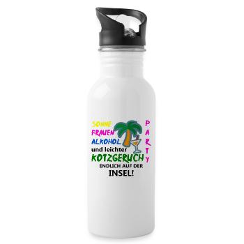 Kotzgeruch Saufen Jungesellenabschied Geschenkidee - Trinkflasche mit integriertem Trinkhalm - Weiß - Rechts
