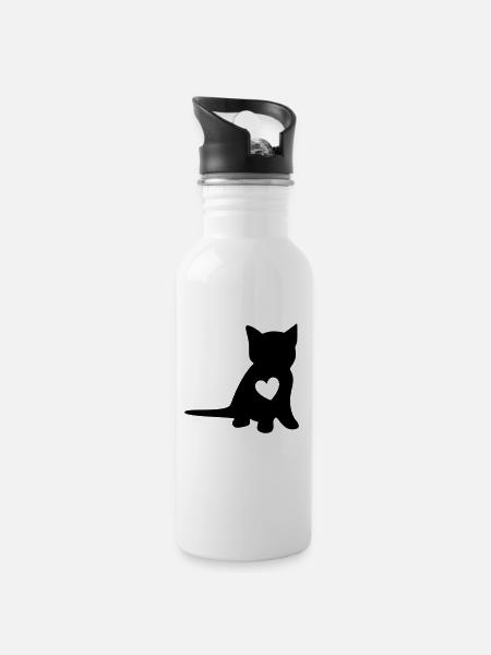 chaton - Gourde avec paille intégrée - blanc