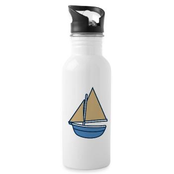 Segelboot - Trinkflasche mit integriertem Trinkhalm - Weiß - Rechts