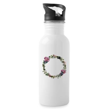 Kranz- personalisierbar - Trinkflasche mit integriertem Trinkhalm - Weiß - Rechts