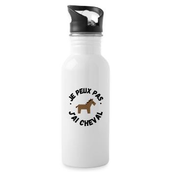 je peux pas j ai cheval animal équitation - Gourde avec paille intégrée - blanc - Droite