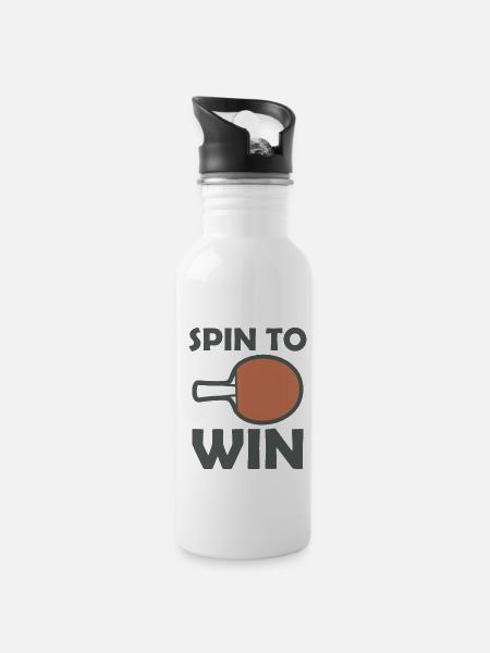 Tischtennisschläger Spin to Win - Trinkflasche mit integriertem Trinkhalm - Weiß